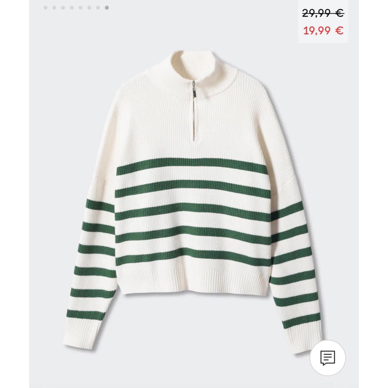 Áo len khoá kẻ xanh MANGO AUTH new tag XS