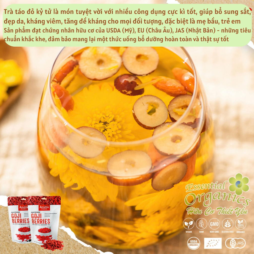 Combo táo đỏ hữu cơ Ruoqiang C'Lavie 450gr và kỷ tử hữu cơ C'lavie 170g