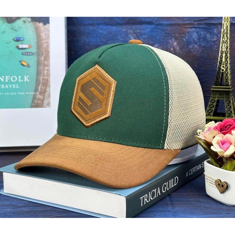 Nón kết lưỡi trai mỏ bò da lộn S - mũ lưỡi trai phối lưới Da S thể thao unisex