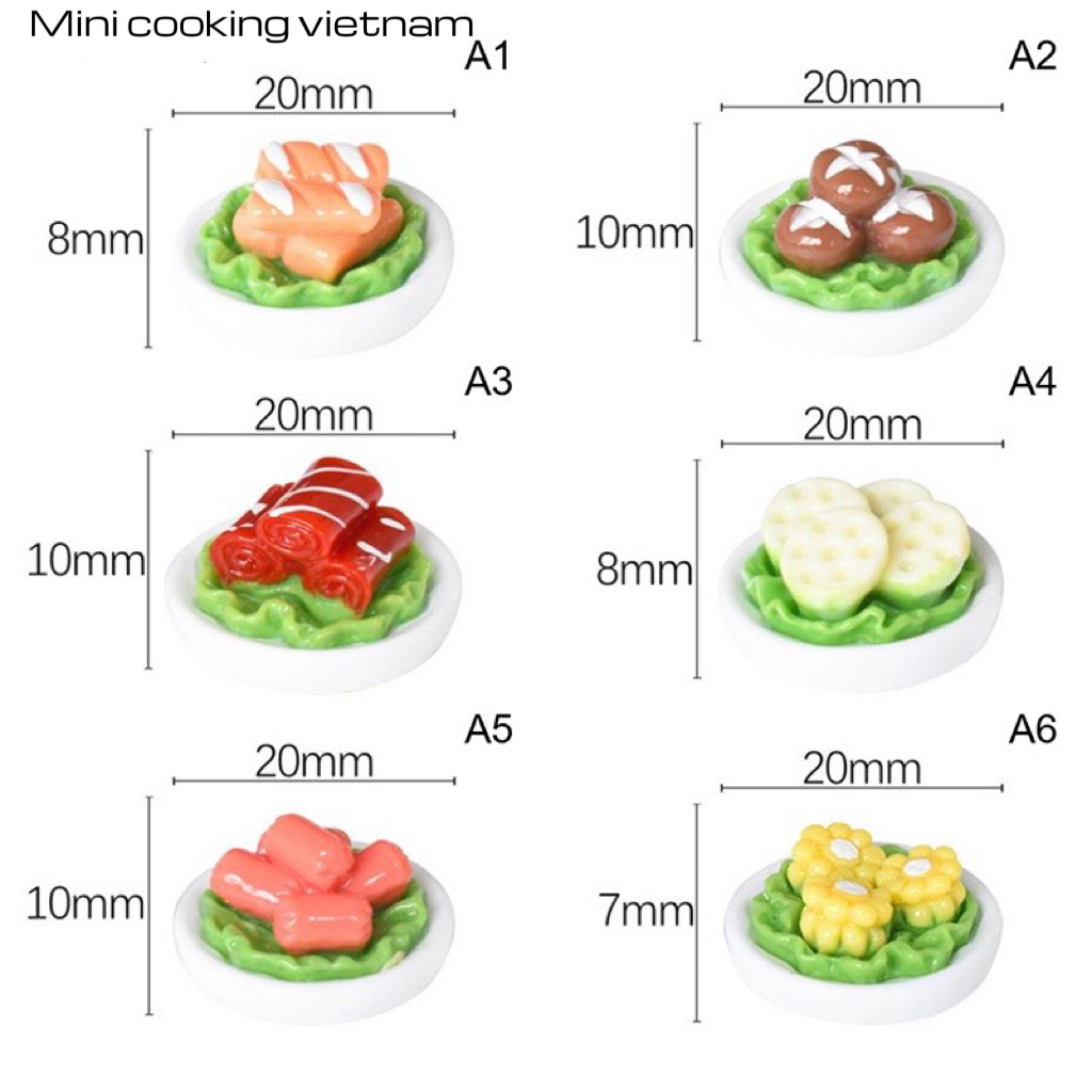Mô Hình Set 6 Đĩa Thịt - Rau Ăn Lẩu