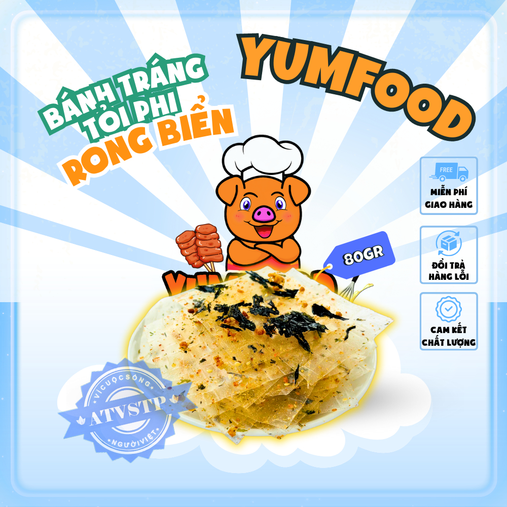 Bánh Tráng Tỏi Phi Rong Biển 💛 𝐅𝐑𝐄𝐄𝐒𝐇𝐈𝐏💛 Đồ Ăn Vặt Bánh Tráng Tỏi Phi Long Biển 100gr Siêu Ngon Yumfood