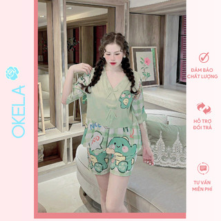 Bộ Đồ Nữ Pijama Cao Cấp thiết kế Dễ Thương Mặc Nhà Lụa Ngủ Áo Cộc Quần Đùi LANUTA  DF