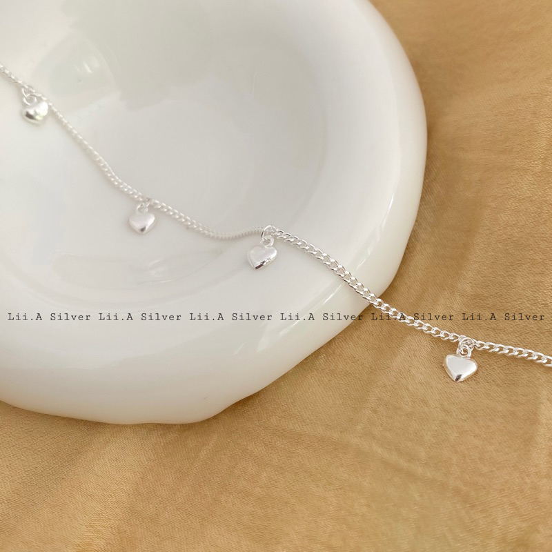 Lắc chân bạc nữ charm Tim Lii.A Silver