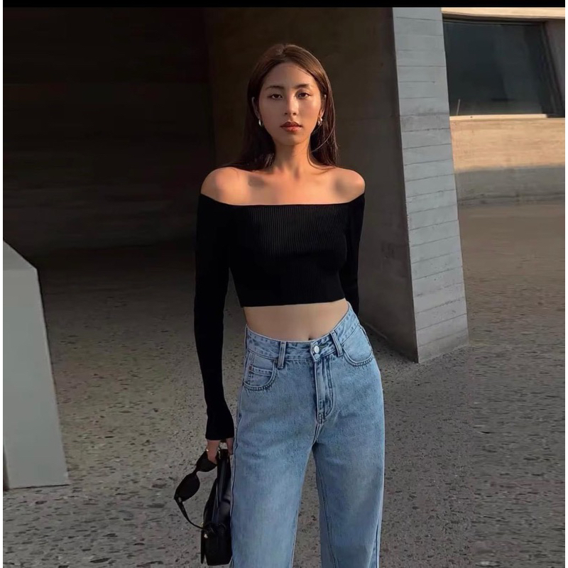 Áo bẹt vai tay dài chất thun xịn