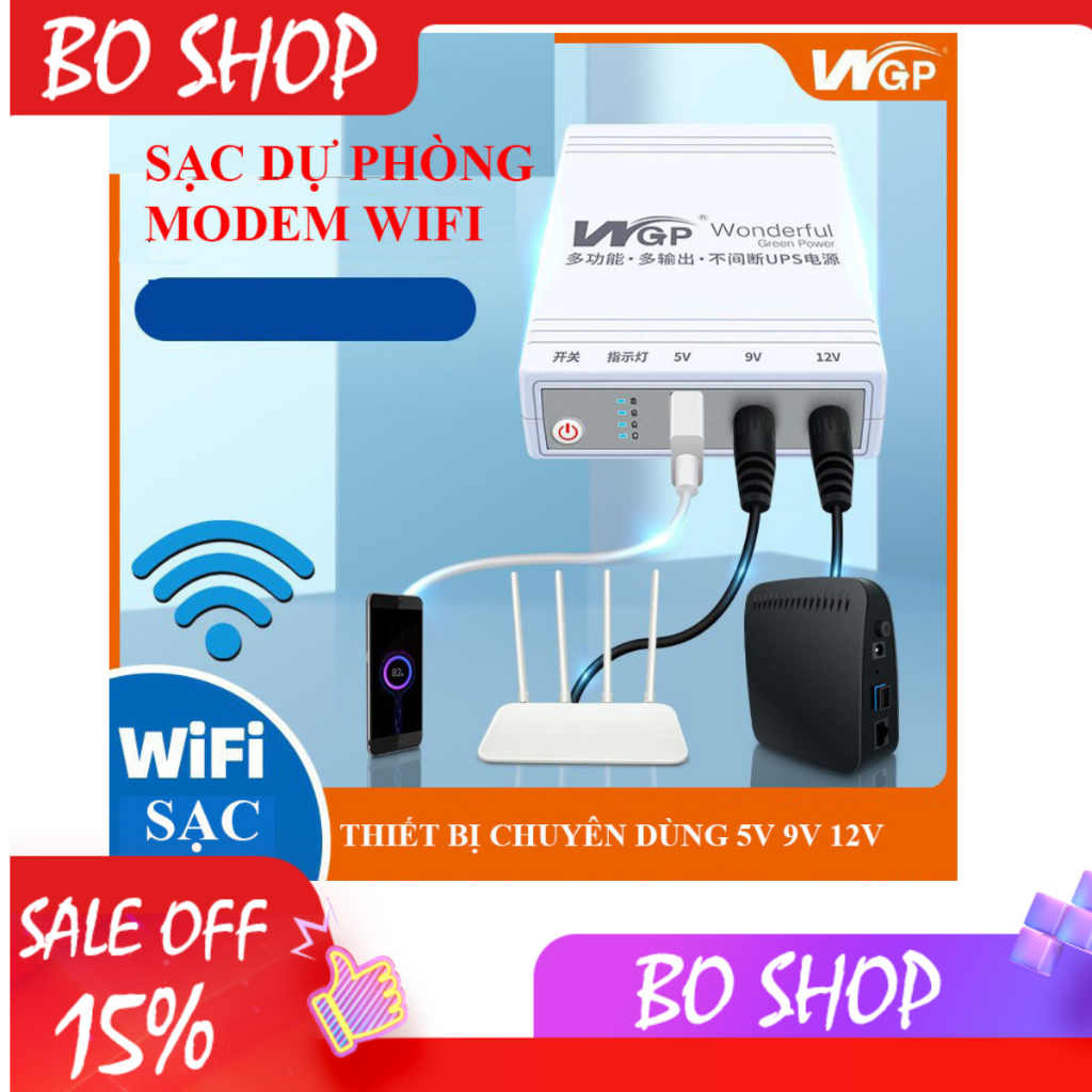 Sạc dự phòng modem wifi camera an ninh dùng khi hộ gia đình công ty bị mất điện hãng WGP