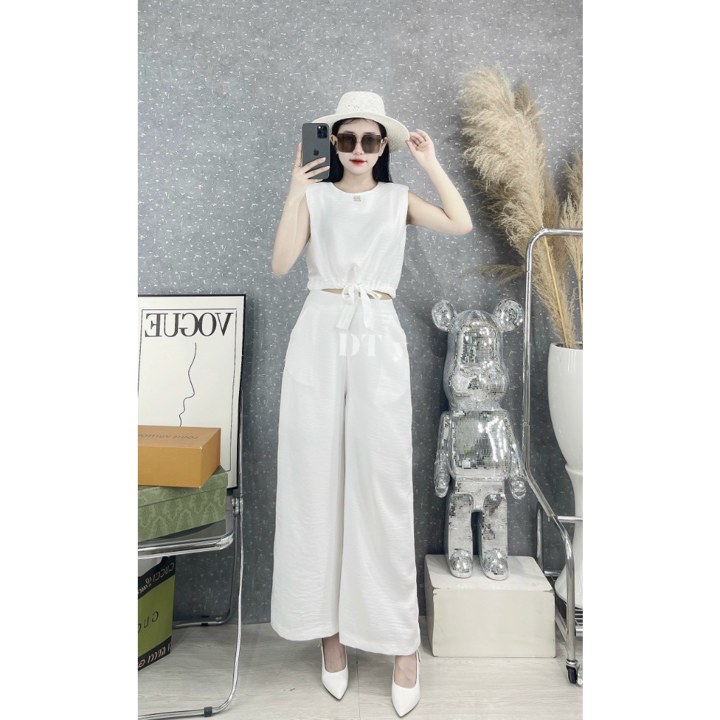 Set bộ nữ JULIE PHAM chất liệu linen Nhật cao cấp sát nách quần dài trung niên trẻ trung cho mẹ đủ size 40 - 75kg