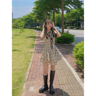 Đầm nữ mùa hè kẻ caro học đường Ulzzang siêu Hot