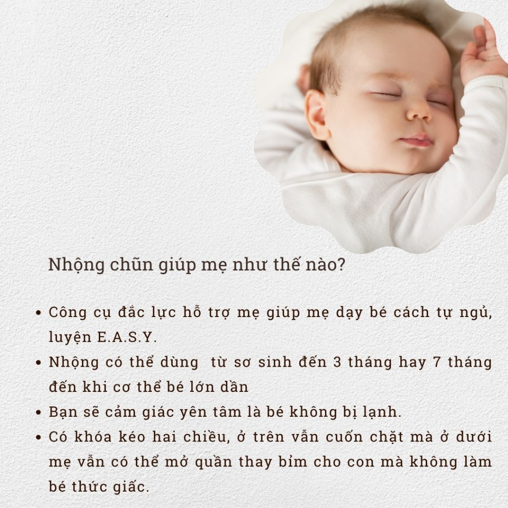 Nhộng Ngủ Cho Bé Ngủ Ngon Unbee, Hàng Thiết Kế Cao Cấp Chất Cotton Mềm Mại Co Giãn Đàn Hồi - PN004