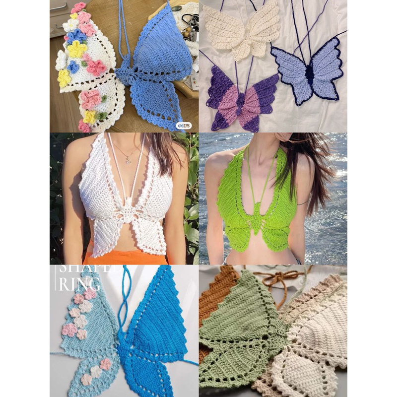 Áo yếm len đan bươm bướm / Butterfly crochet
