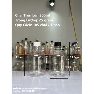10 chai nhựa tròn 500ml kèm nắp