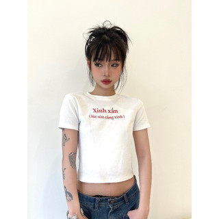 Áo baby tee thun nữ cotton ngắn tay cổ tròn XINH XẮN by xoxoxiao