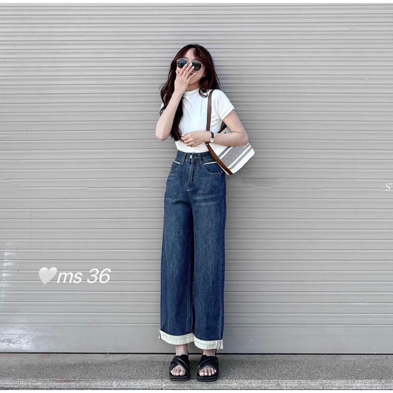 Jean lưng cao X36 Ống nhỏ 21cm Dài 105 Vải mềm