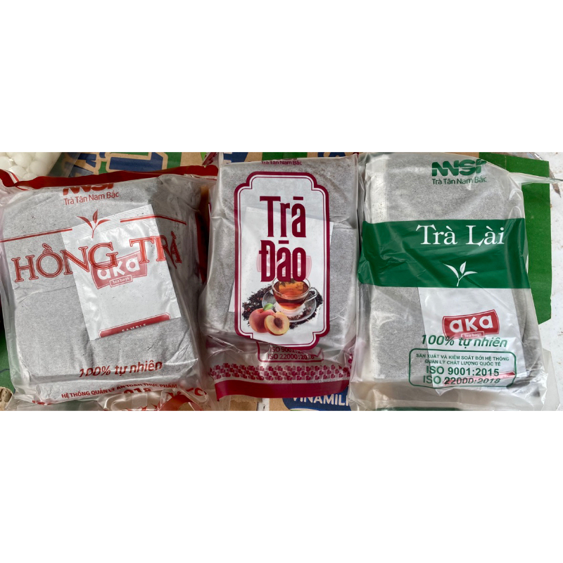 Set 3 gói trà 30g đủ 3 loại Hồng trà lục trà và trà đào Tân Nam bắc
