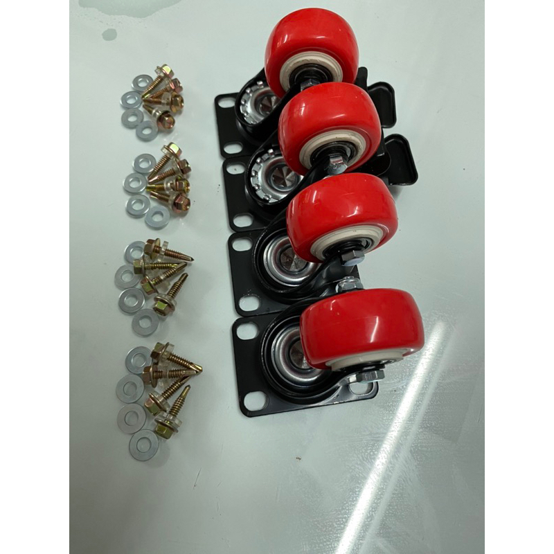 Bánh xe đẩy 5 phân đỏ kèm ốc vít  vít 2