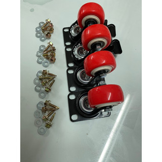 Bánh xe đẩy 5 phân đỏ kèm ốc vít vít 2