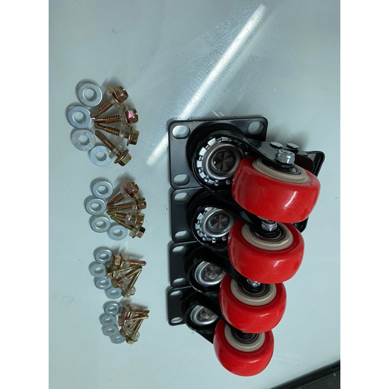 Bánh xe đẩy 5 phân đỏ kèm ốc vít  vít 2