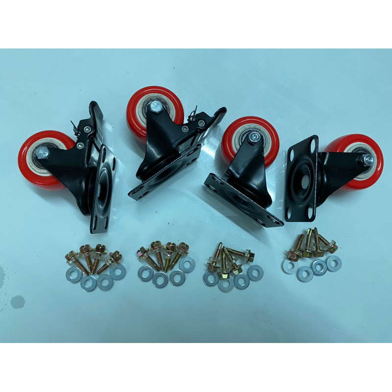 Bánh xe đẩy 5 phân đỏ kèm ốc vít  vít 2