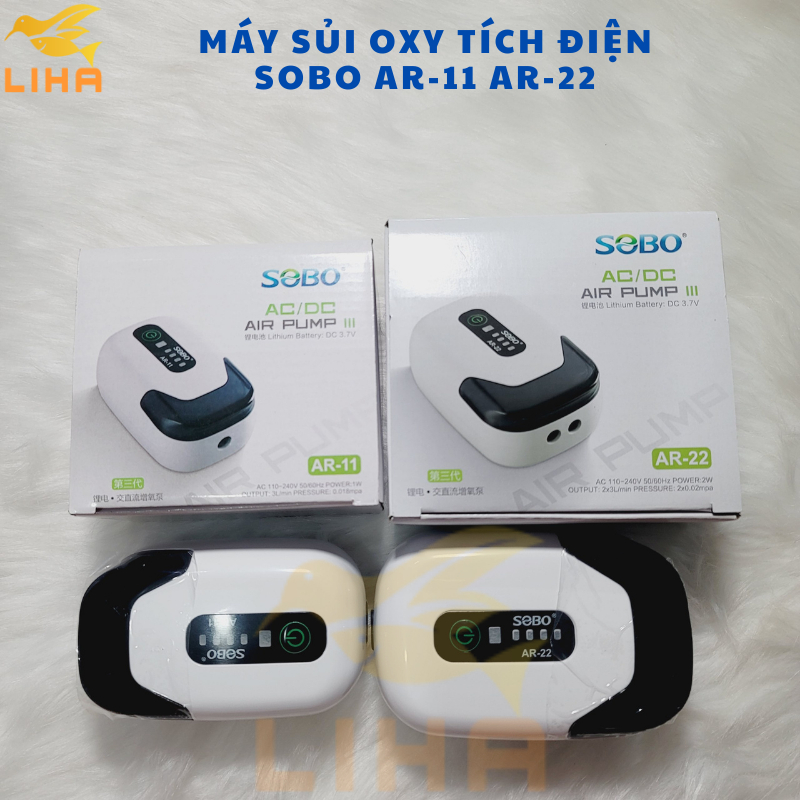 Máy Sủi Oxy Tích Điện Sobo 2 Vòi AR-22  - Máy Oxi 2 Vòi Tích Điện Cho Bể Cá