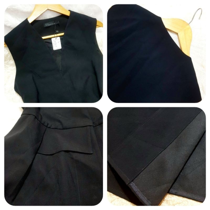 Vest/Blazer/Khoác dài đen, công sở, cotton gân 2 lớp, mới 95%, SIZE L, 2hand/used, , 1580