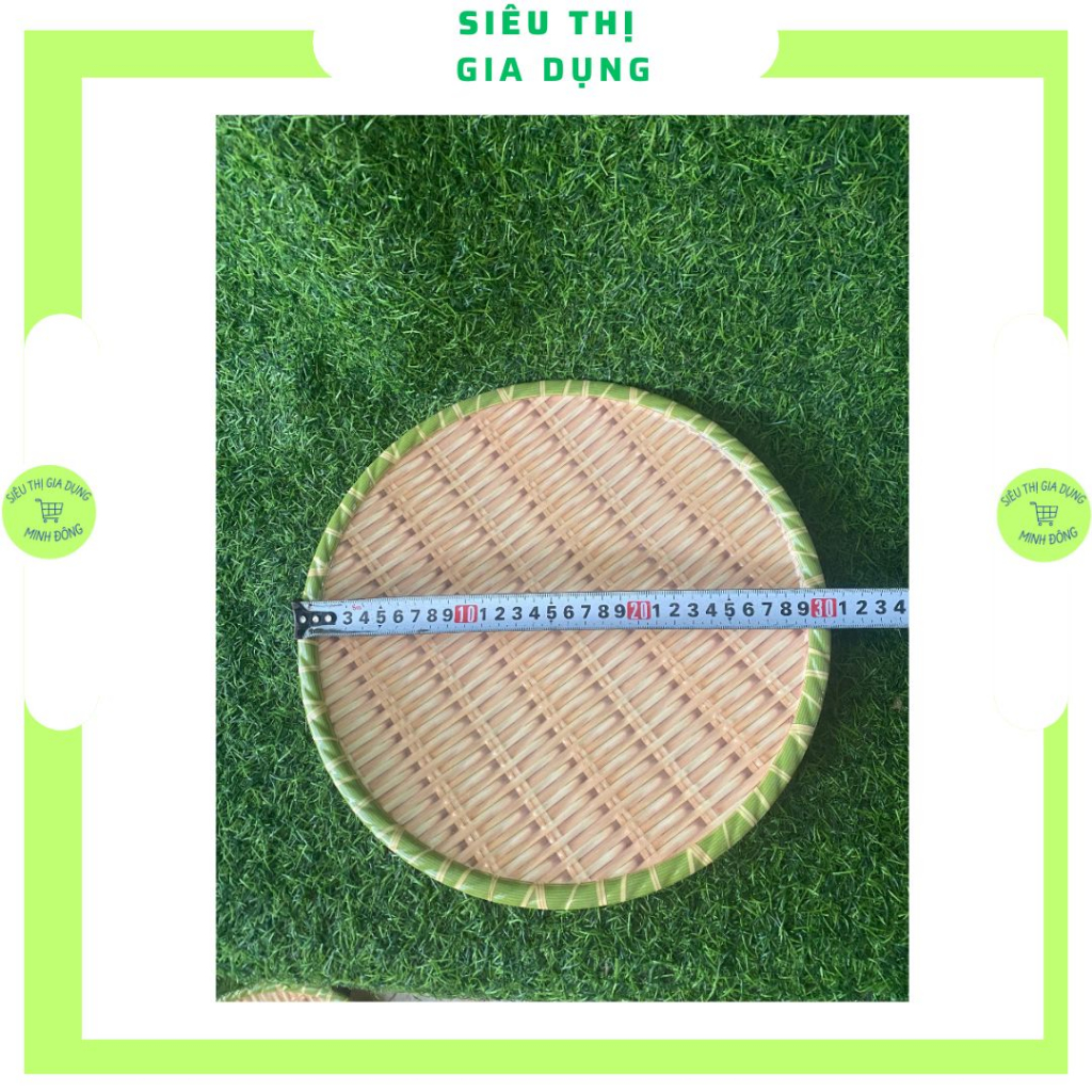 Đĩa nhựa giả mây tre đan tròn size 30cm dày dặn có chân đế và nhiều size lựa chọn