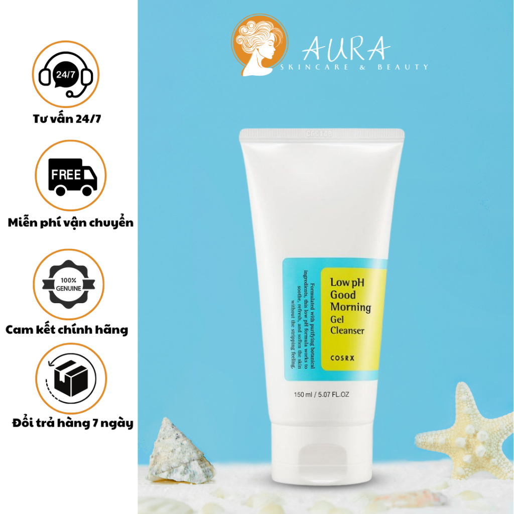 Sữa Rửa Mặt COSRX 150ml Chiết Xuất Trà Xanh pH Thấp, Gel Rửa Mặt Low pH Good Morning Gel Cleanser