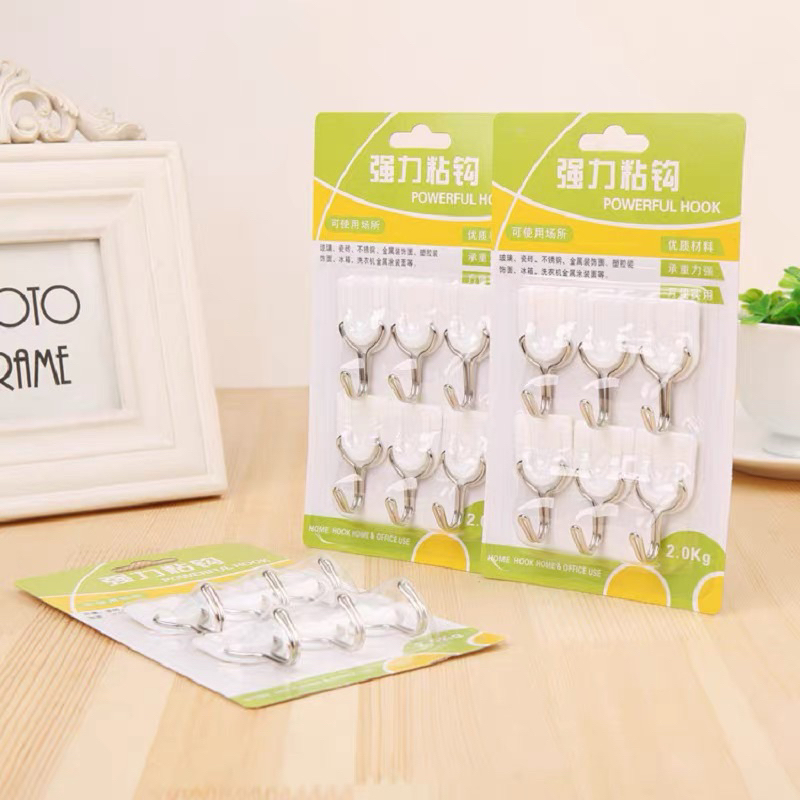 Vỉ 6 móc treo đồ  dán tường chắc chắn tiện lợi L14