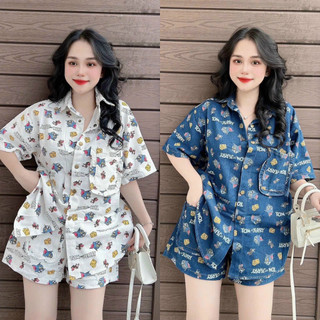 SET ÁO SƠ MI JEANS KÈM SHORT (KÈM VIDEO HÌNH THẬT)