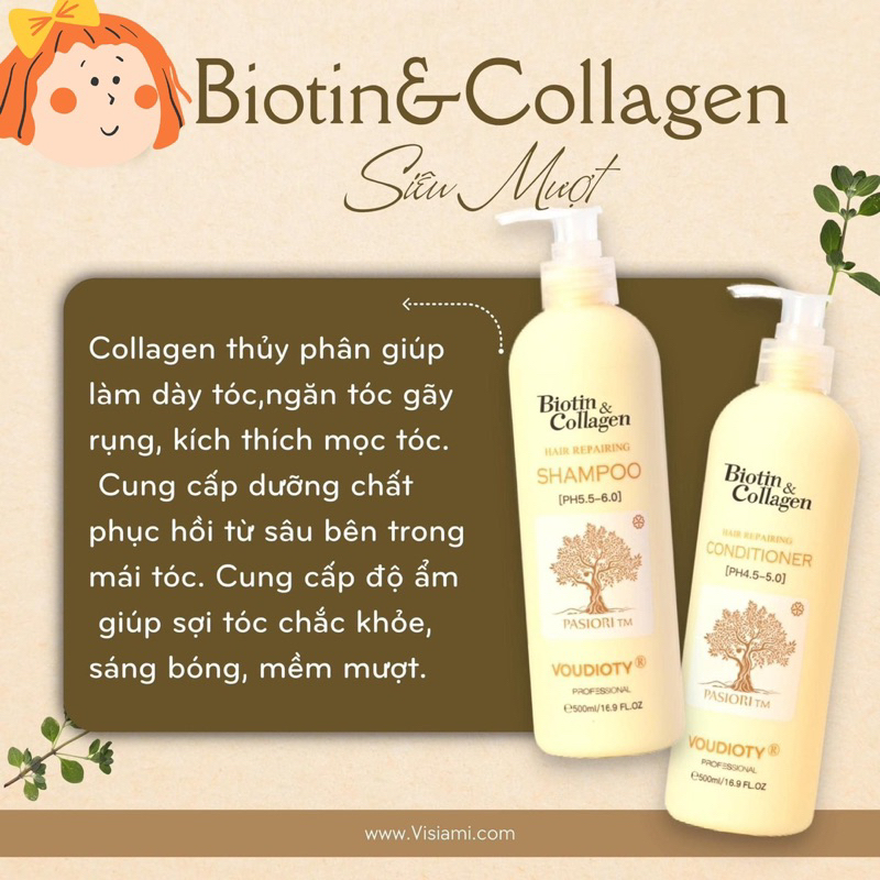 Cặp dầu gội - xả Biotin Collagen 1000ml