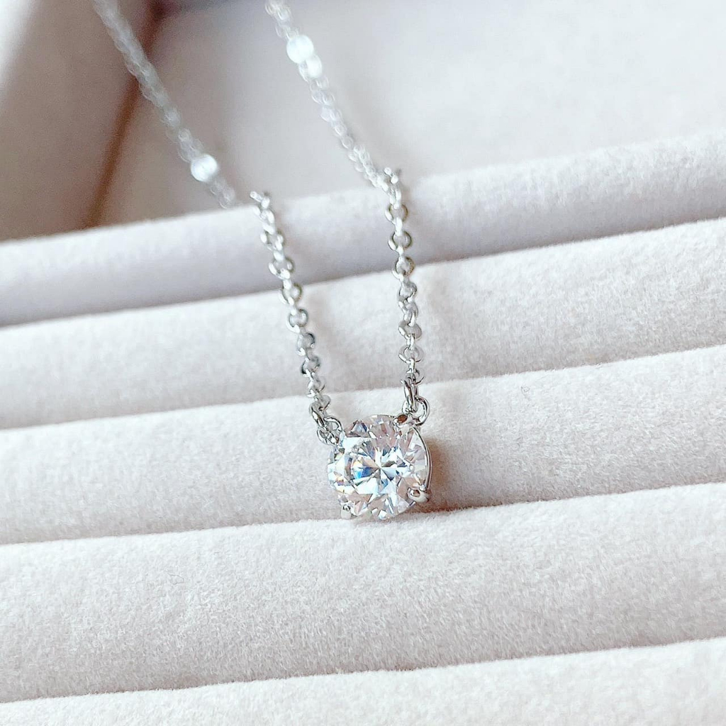 Trang sức swarovski, vòng cổ attract cao cấp, dây chuyền charm tròn trắng Fullbox_thien_nga_viet_nam