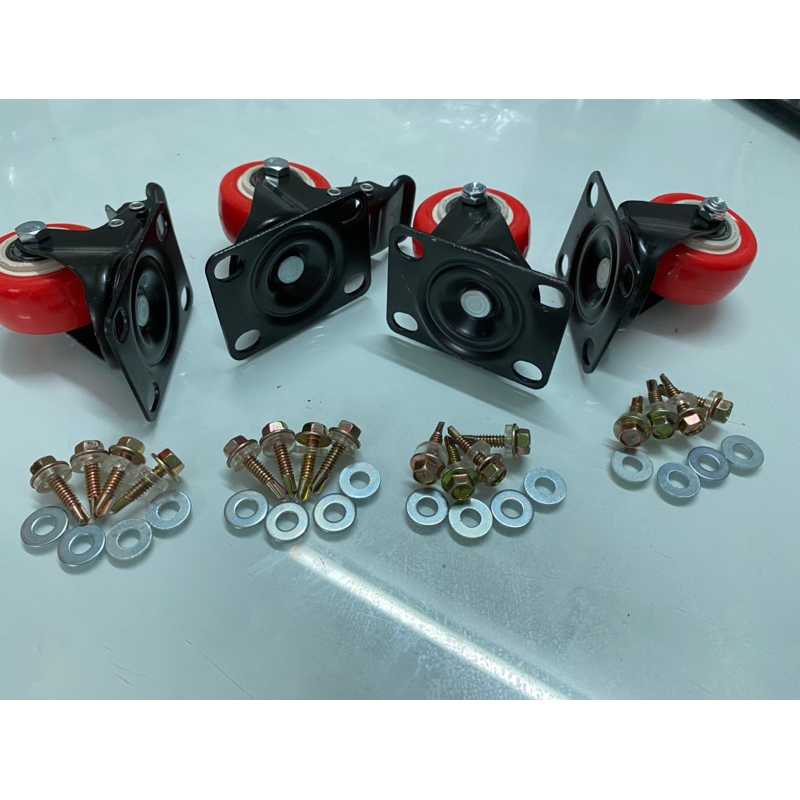 Bánh xe đẩy 5 phân đỏ kèm ốc vít  vít 2