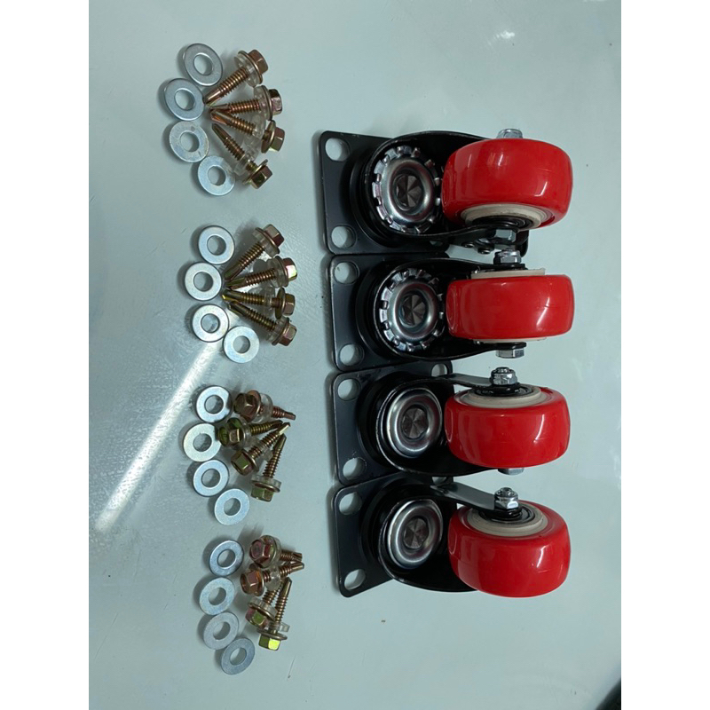 Bánh xe đẩy 5 phân đỏ kèm ốc vít  vít 2