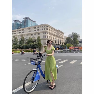 Đầm maxi đi biển hở lưng