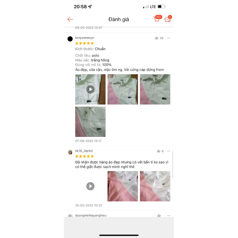 Áo POLO nữ cá sấu trắng- hồng Đủ size S M L XL