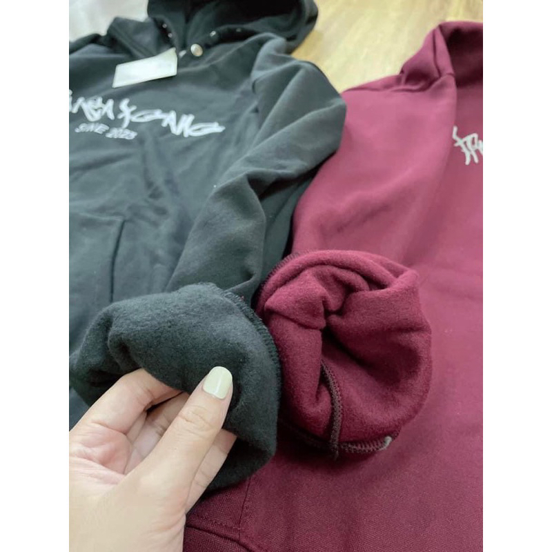 Áo Hoodie Cúc  Bấm Nỉ  Bông  In  Chữ Sine  2023 . Áo Hoodie  Cúc  Bấm  Nỉ  Bông  Form  Rộng Unisex