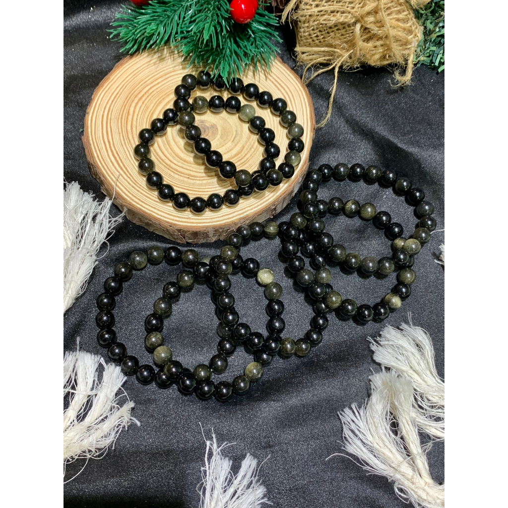 Vòng màu đen ánh vàng (Golden Obsidian) 8mm