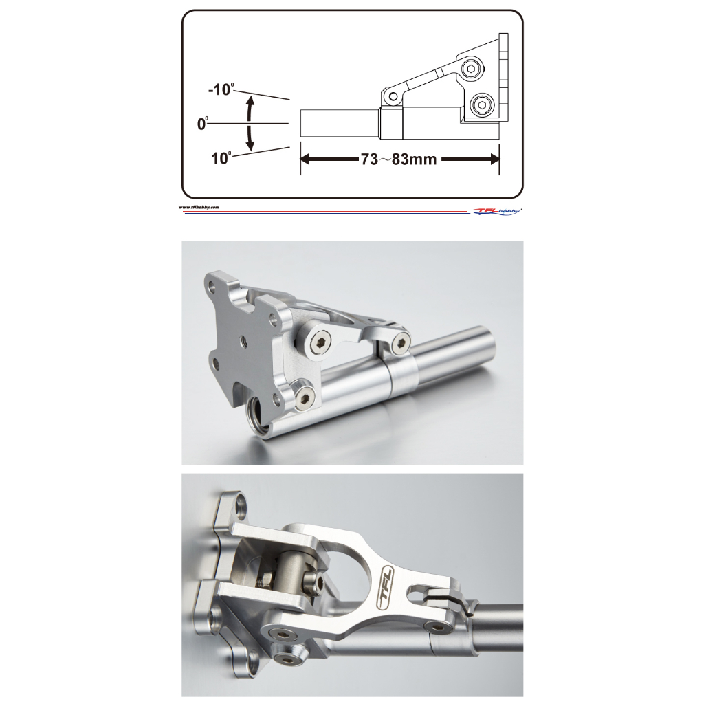 Ụ chân vịt TFL 73mm-83mm trục 4.76mm 2 màu đen và bạc