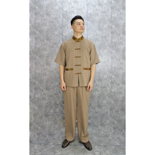 Quần áo Phật tử đi chùa nam cao cấp phong cách lãnh tụ