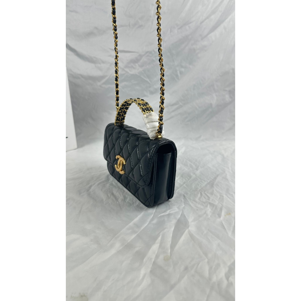 Túi xách tay nữ trang trí logo Channel cao cấp thiết kế sang trọng