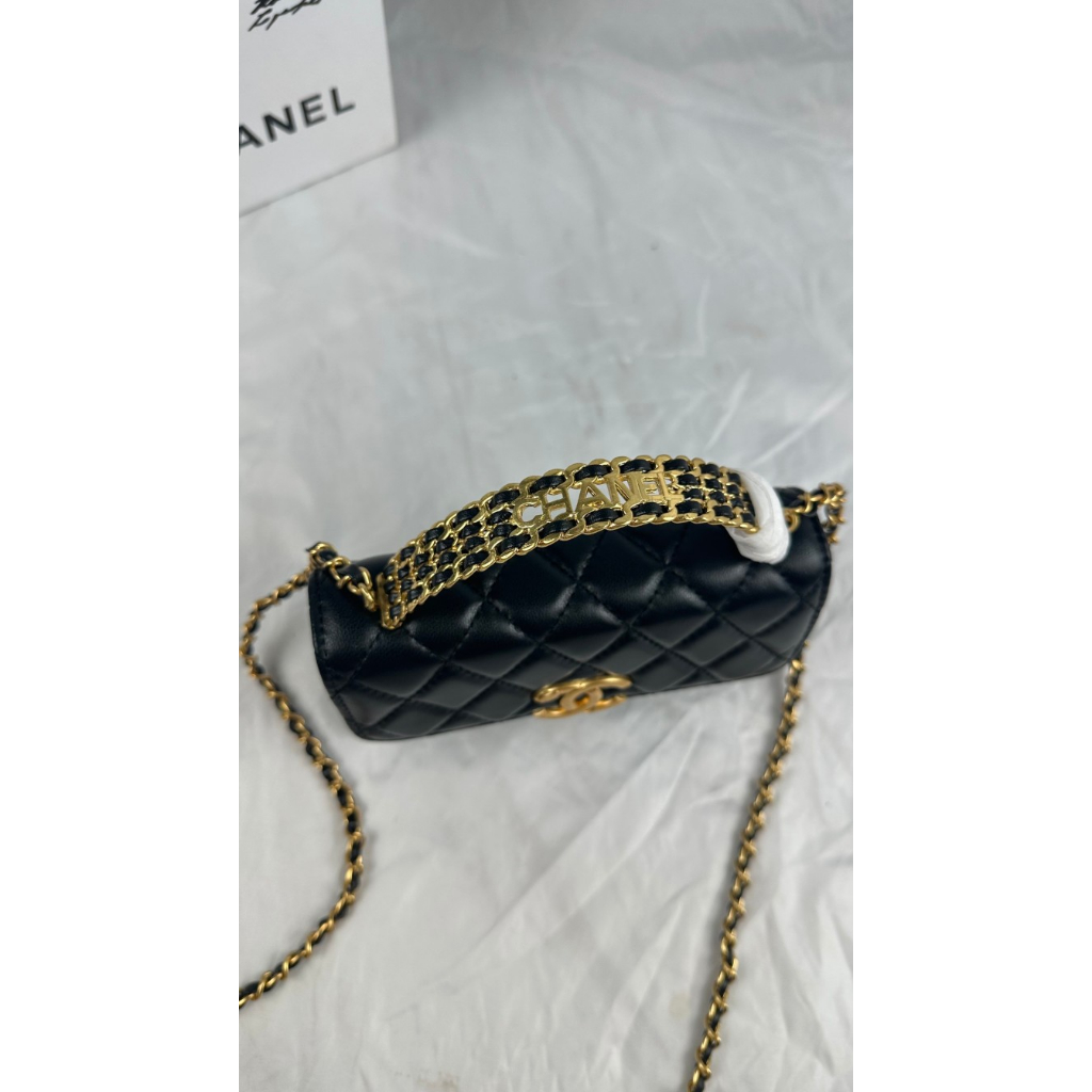 Túi xách tay nữ trang trí logo Channel cao cấp thiết kế sang trọng