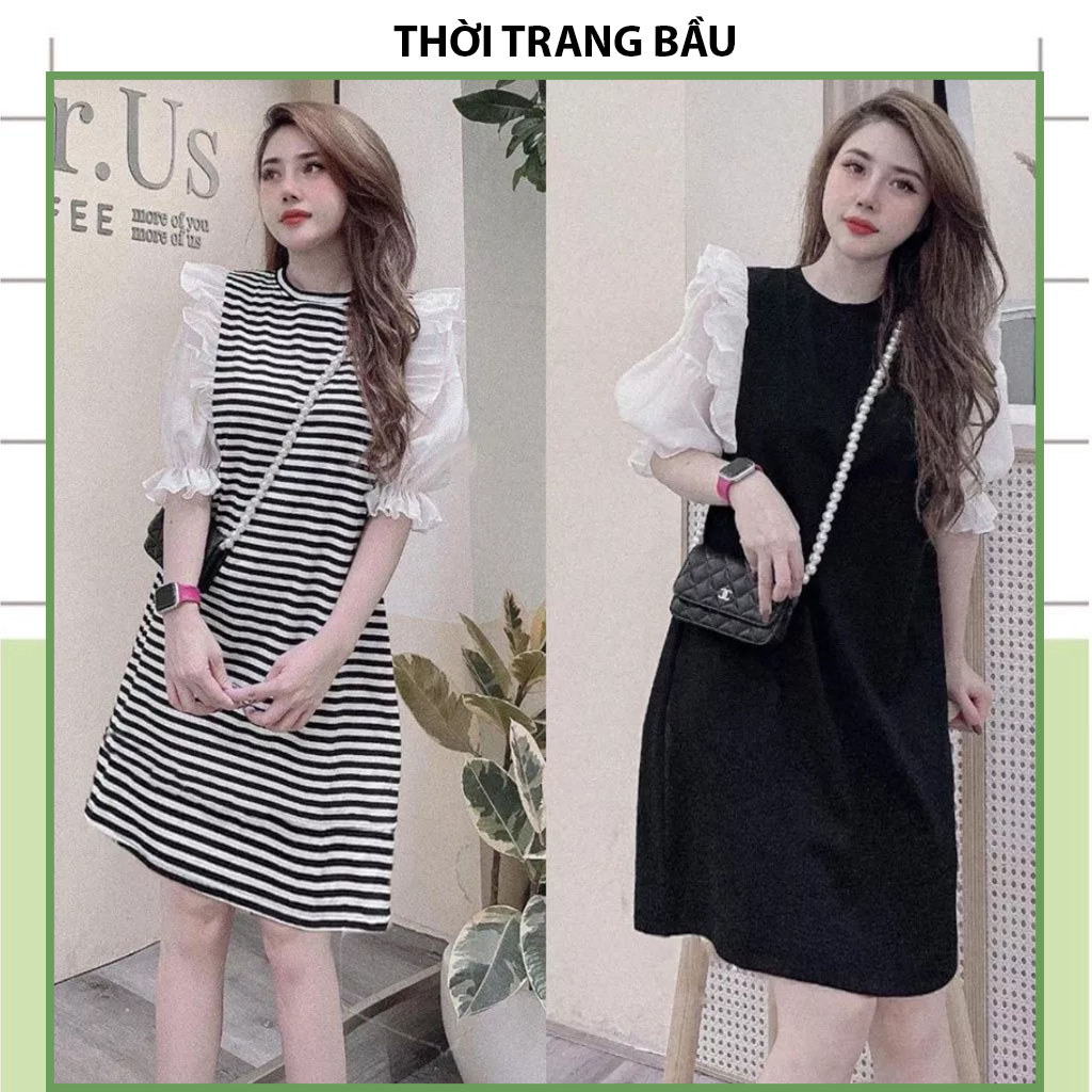 [V393] VÁY BẦU ĐẦM BẦU MÙA HÈ SIÊU XINH THIẾT KẾ THỜI TRANG BÁNH BÈO TIỂU THƯ COTTON SIÊU MỀM MÁT FREESIZE GIÁ RẺ