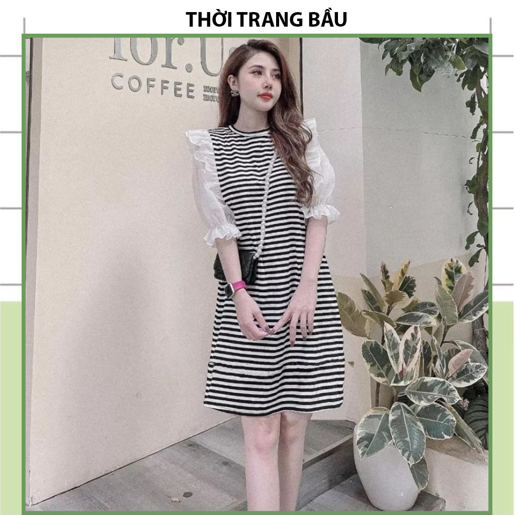 [V393] VÁY BẦU ĐẦM BẦU MÙA HÈ SIÊU XINH THIẾT KẾ THỜI TRANG BÁNH BÈO TIỂU THƯ COTTON SIÊU MỀM MÁT FREESIZE GIÁ RẺ