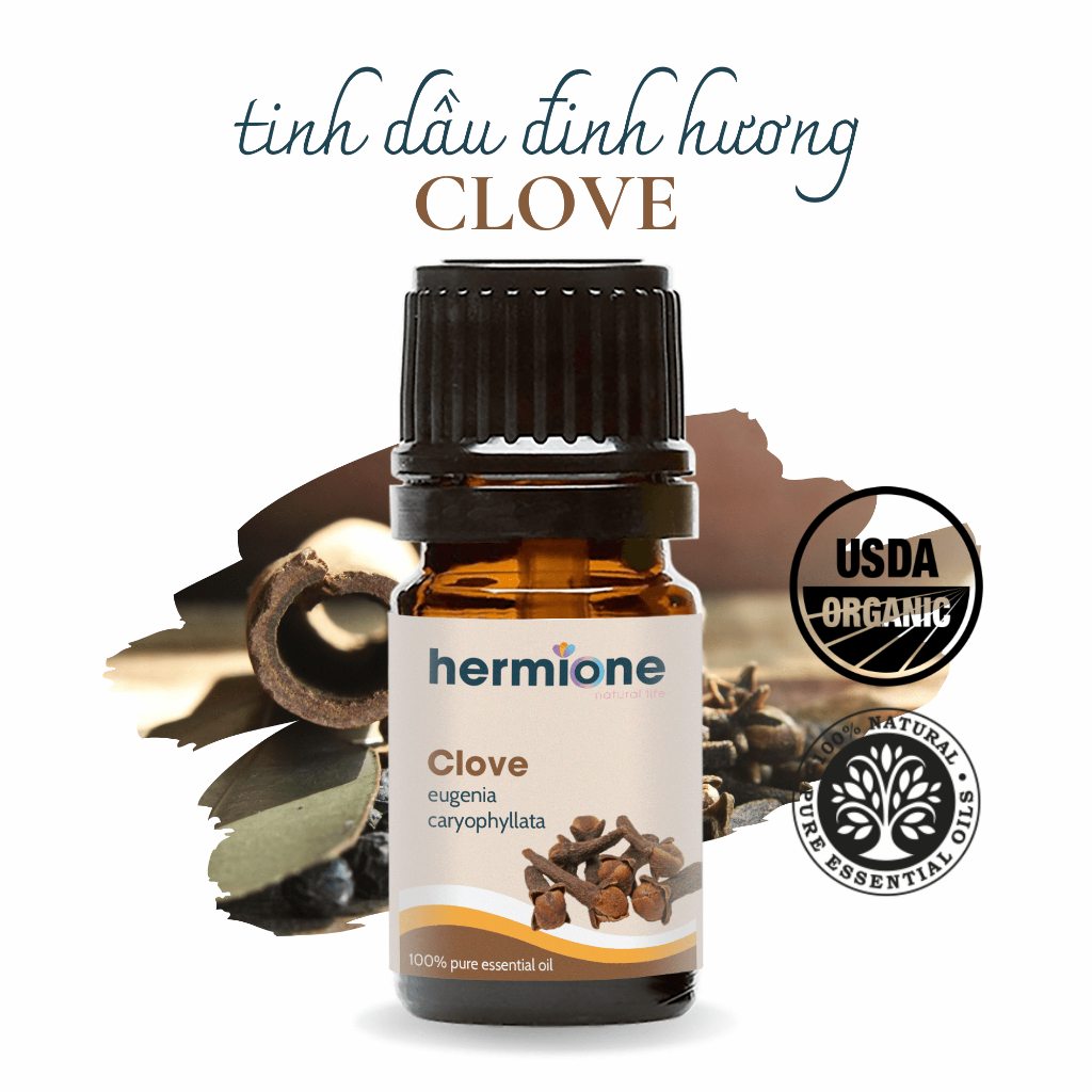 Tinh Dầu Thơm Phòng Đinh Hương Clove Hermione Natural Life, Thơm Dịu Nhẹ, Xông Thơm Phòng, Có COA