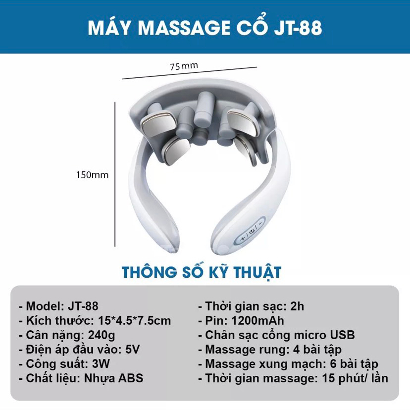 Máy Massage Cổ Vai Gáy Cơ Vật Lý Kết Hợp Xung Điện chính hãng ZiDan mat xa 4 điểm chạm 5 đầu rung