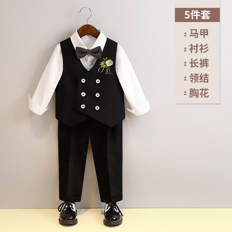 BỘ VEST BÉ TRAI HÀNG CAO CẤP TẶNG KÈM NƠ VÀ HOA CÀI