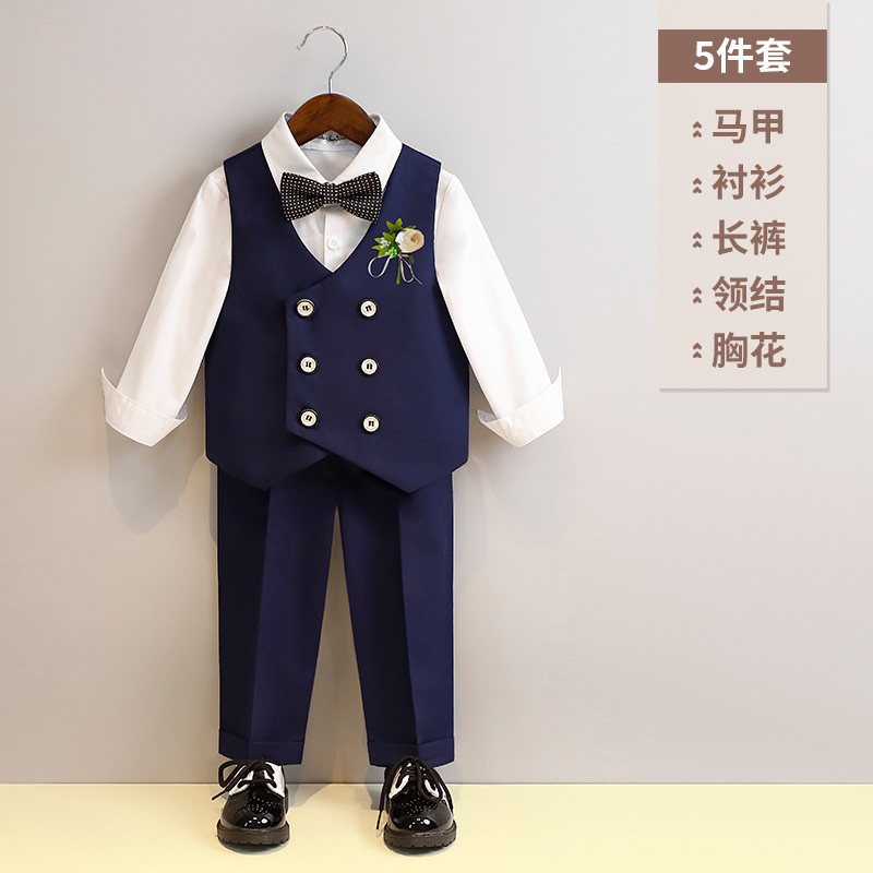 BỘ VEST BÉ TRAI HÀNG CAO CẤP TẶNG KÈM NƠ VÀ HOA CÀI
