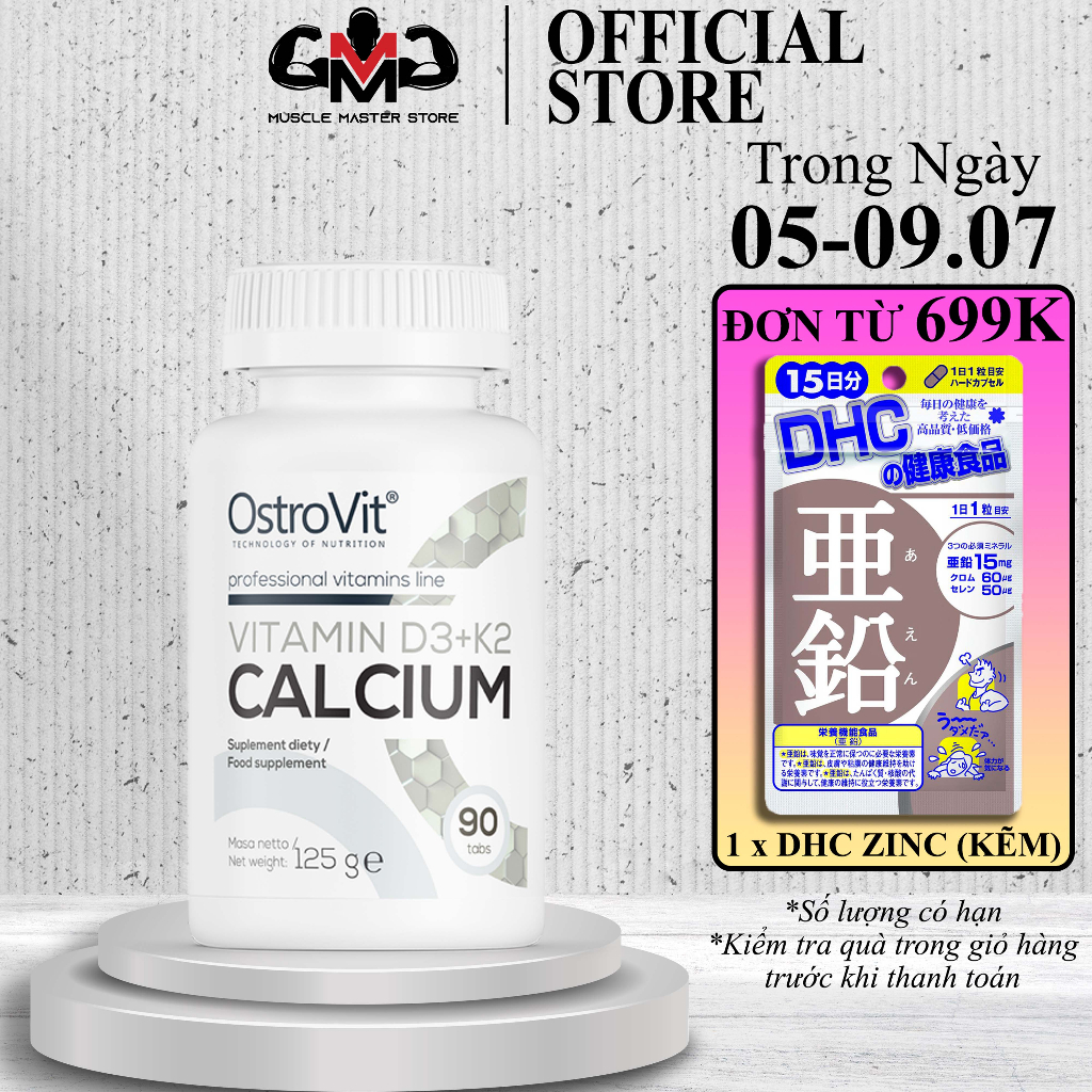Viên Thực Phẩm Bổ Sung Ostrovit Vitamin D3 + K2 Canxi 90 Viên