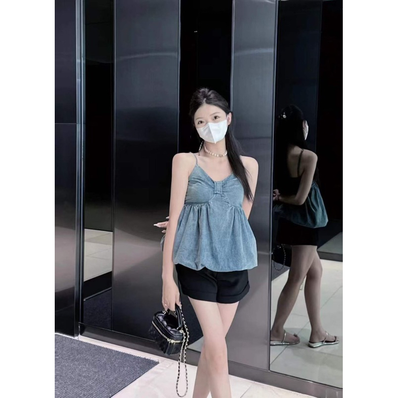 Áo hai dây đính hoa đính trái tim bèo tầng dày dặn Áo dai dây cao cấp đi biển mùa hè