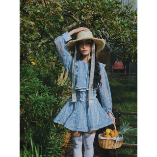 Đầm nàng thơ xanh nhún bèo kiểu - Lobelia Blue Mini Dress Renie Studio