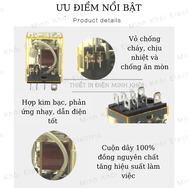 Rơ Le Trung Gian IDEC 220V, 24VDC,12VDC kèm đế