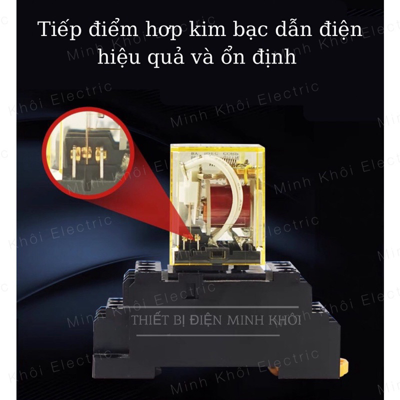 Rơ Le Trung Gian IDEC 220V, 24VDC,12VDC kèm đế